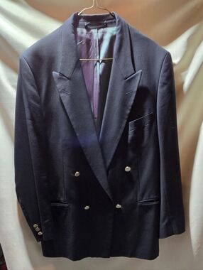 Guy Laroche Double-Breasted Black Blazer with Gold Buttons